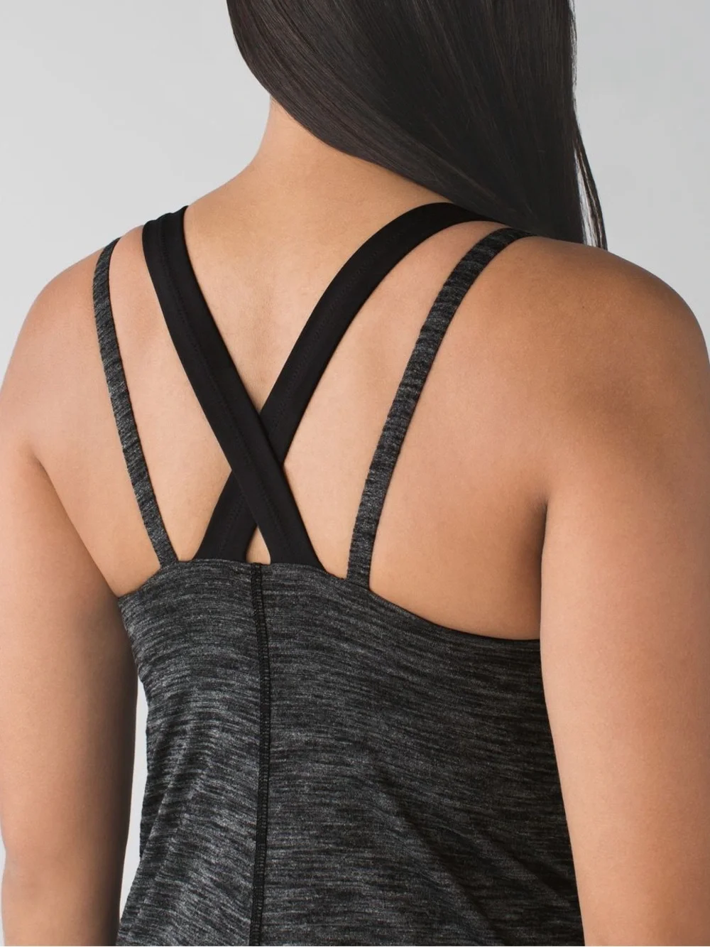 Lululemon Run For The Gold Tank Top Black Heathered Gray Bra Women’s Size 6